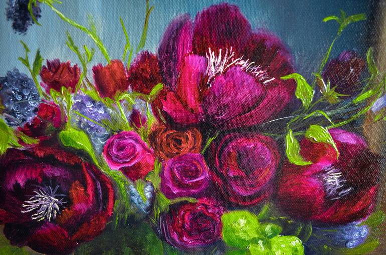 Original Realism Floral Painting by julia makors