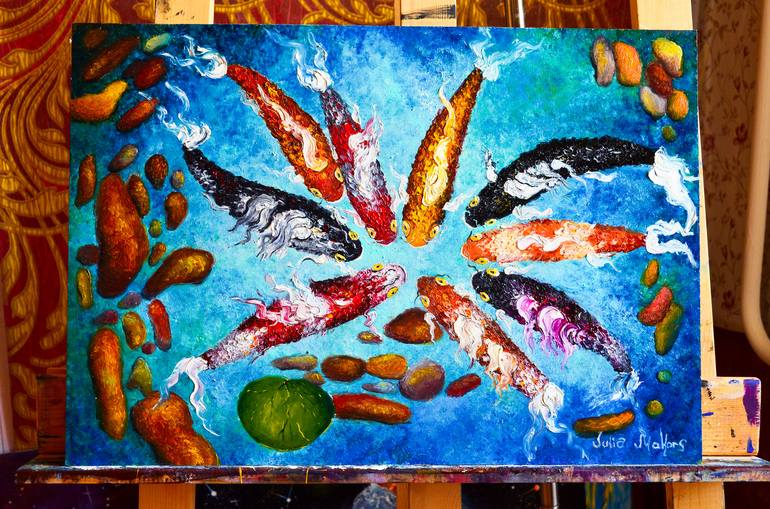 Original Fine Art Fish Painting by julia makors