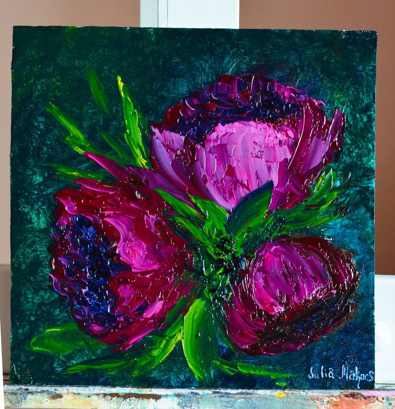 Original Impressionism Floral Painting by julia makors