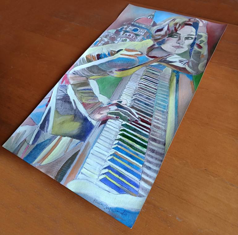 Original Art Deco Music Painting by Paola Imposimato