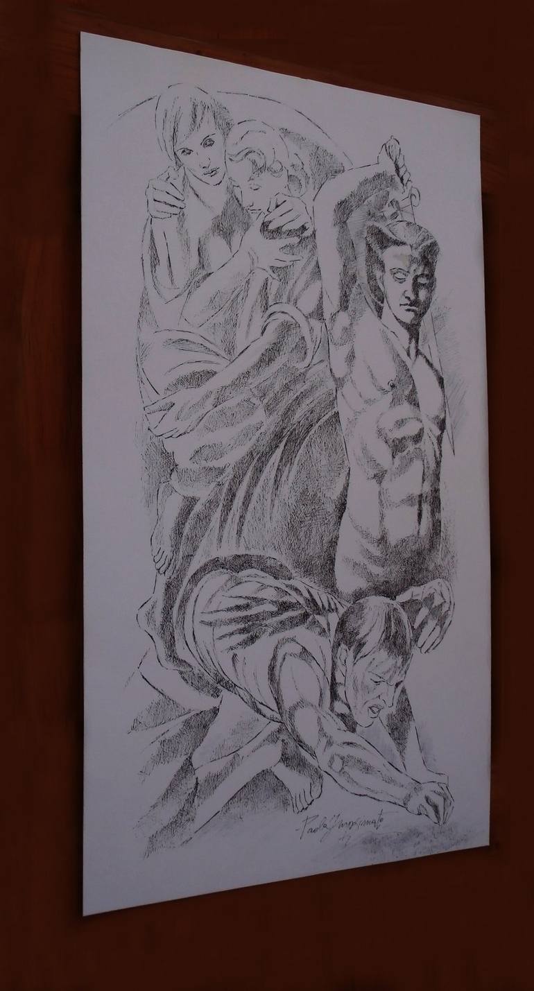 Original Fine Art Nude Drawing by Paola Imposimato