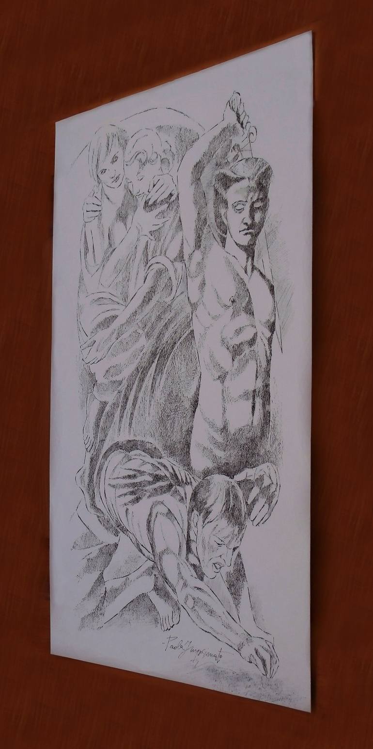 Original Fine Art Nude Drawing by Paola Imposimato