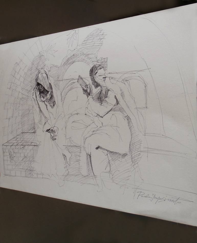 Original Expressionism Religious Drawing by Paola Imposimato