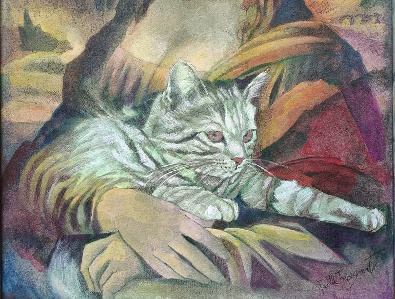 Original Portraiture Cats Painting by Paola Imposimato