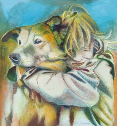 Original Figurative Dogs Paintings by Paola Imposimato