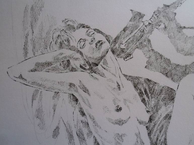 Original Figurative Nude Drawing by Paola Imposimato