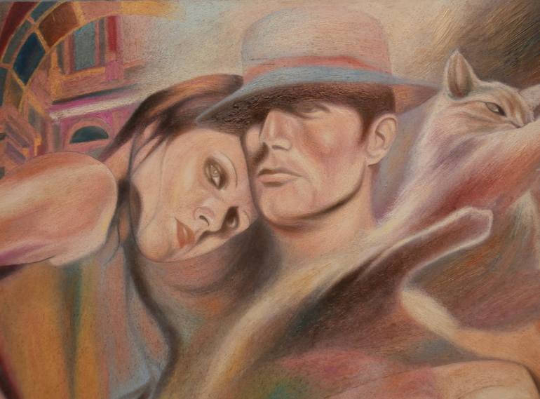 Original Art Deco Cats Painting by Paola Imposimato