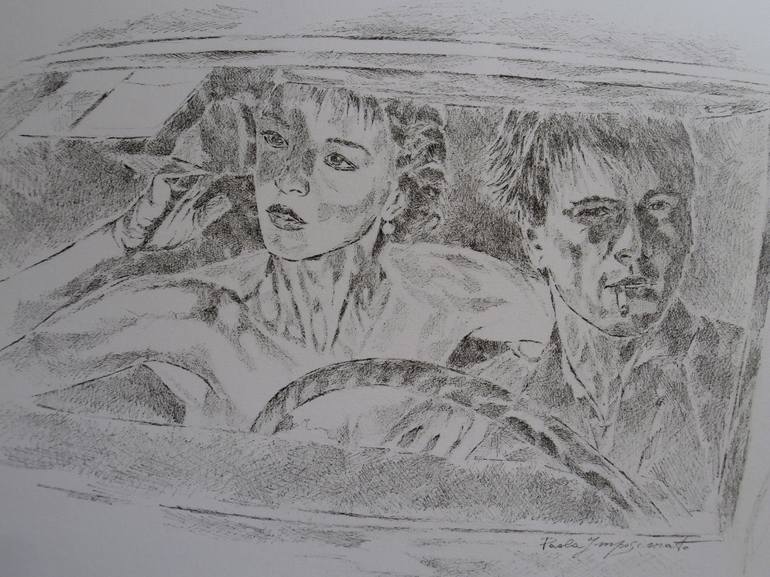 Original Expressionism Car Drawing by Paola Imposimato
