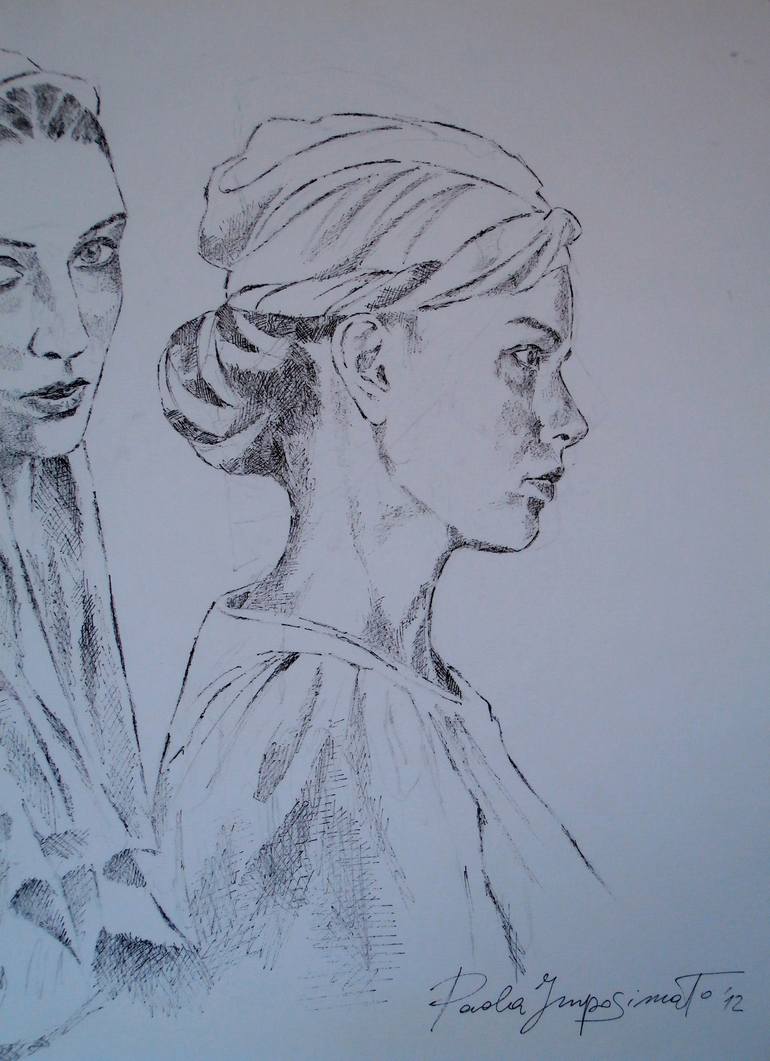 Original Women Drawing by Paola Imposimato