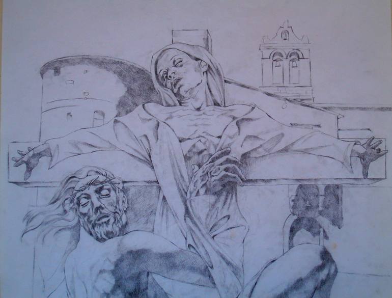 Original Figurative Religious Drawing by Paola Imposimato