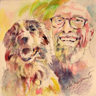 Print of Dogs Paintings by Paola Imposimato