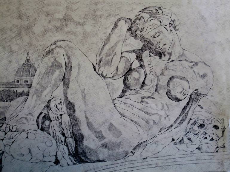 Original Figurative Classical mythology Drawing by Paola Imposimato