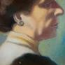 Painting inspired by the cultural movement of nineteenth-century realism through a portrait of a gentlewoman shaped in plays of light that caress the face and the atmosphere. The vivid and delicate chromatism at the same time, outlines the figure of a woman with a strong but affable character.