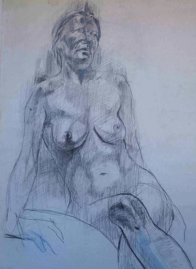 Original Figurative Nude Drawing by Paola Imposimato