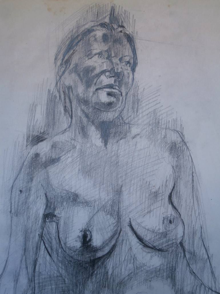 Original Figurative Nude Drawing by Paola Imposimato