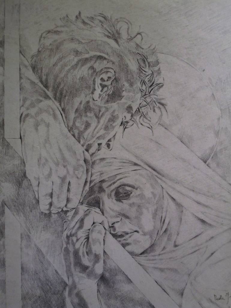 Original Figurative Religious Drawing by Paola Imposimato