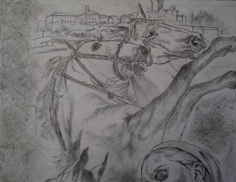 Original Figurative Horse Drawing by Paola Imposimato