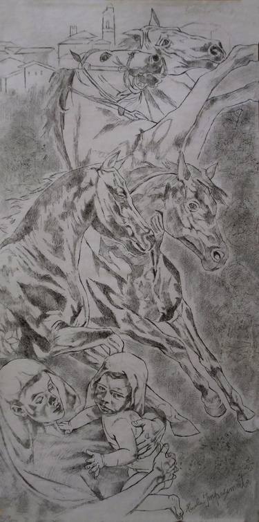 Print of Horse Drawings by Paola Imposimato