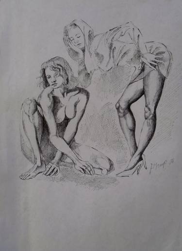 Original Figurative Nude Drawings by Paola Imposimato