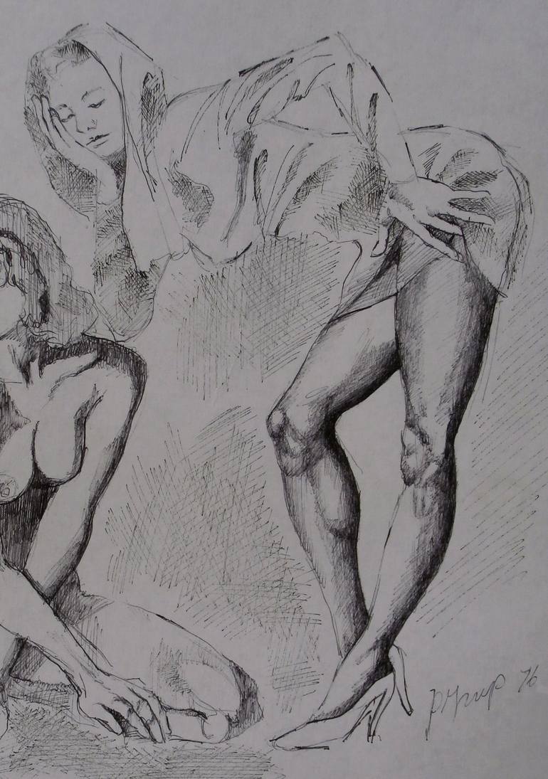 Original Figurative Nude Drawing by Paola Imposimato