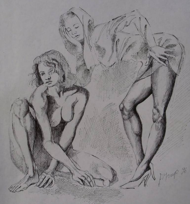 Original Nude Drawing by Paola Imposimato