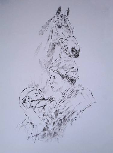 Original Figurative Horse Drawings by Paola Imposimato