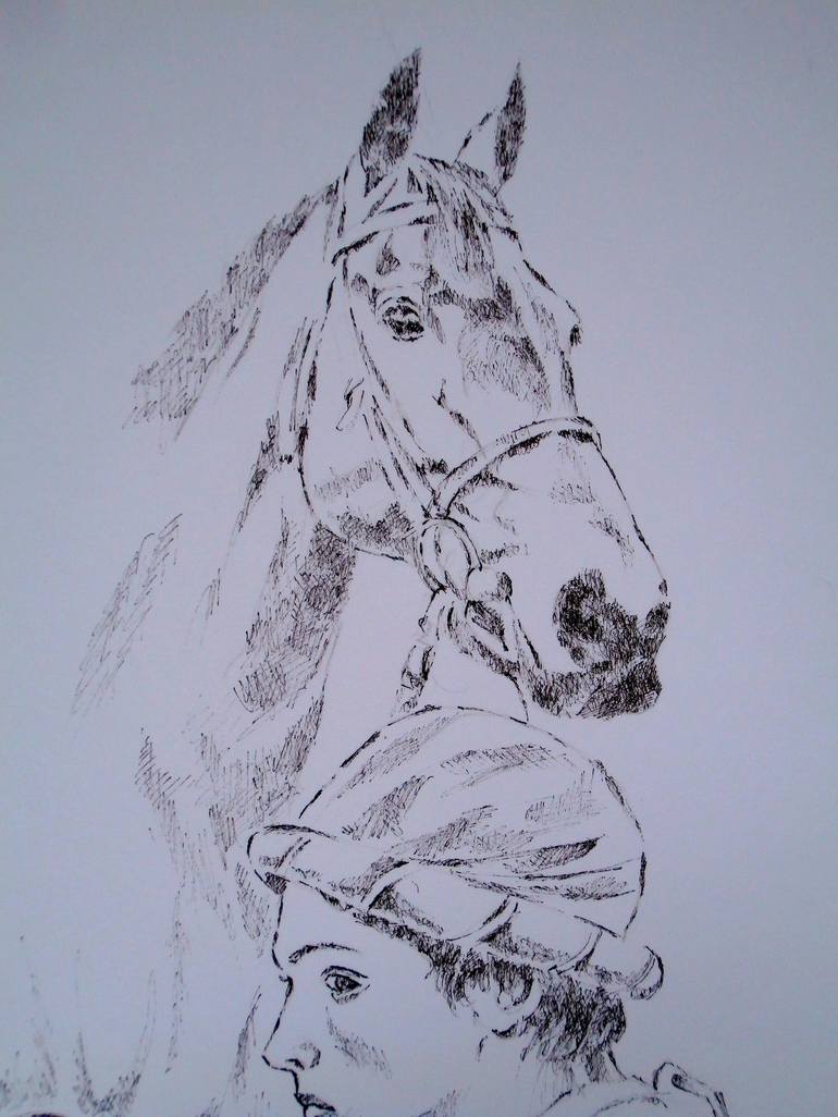 Original Figurative Horse Drawing by Paola Imposimato