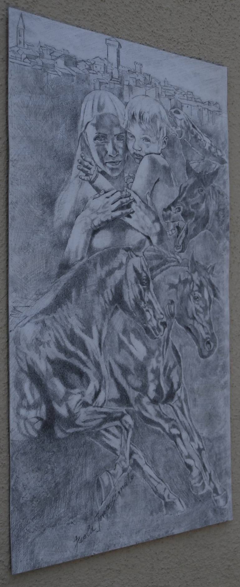 Original Figurative Horse Drawing by Paola Imposimato