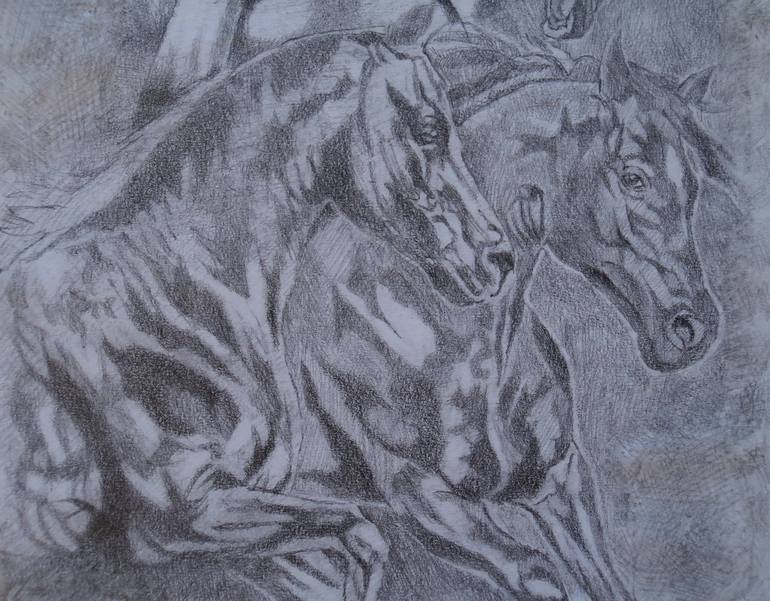 Original Figurative Horse Drawing by Paola Imposimato