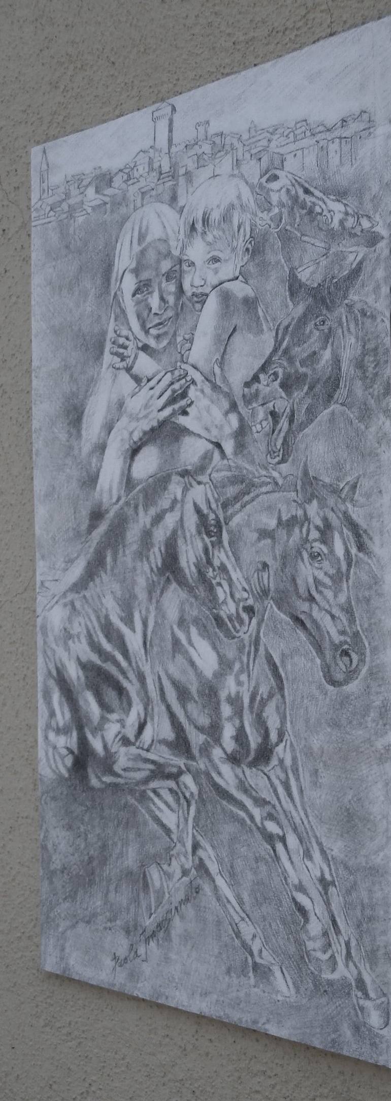 Original Figurative Horse Drawing by Paola Imposimato