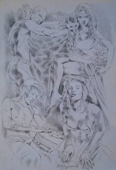 Original Figurative Portrait Drawings by Paola Imposimato