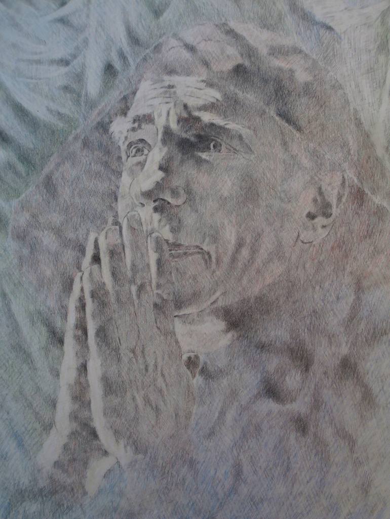 Original Figurative Religious Drawing by Paola Imposimato