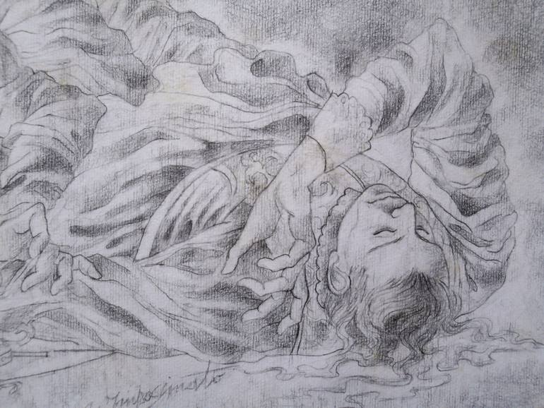 Original Art Nouveau Music Drawing by Paola Imposimato