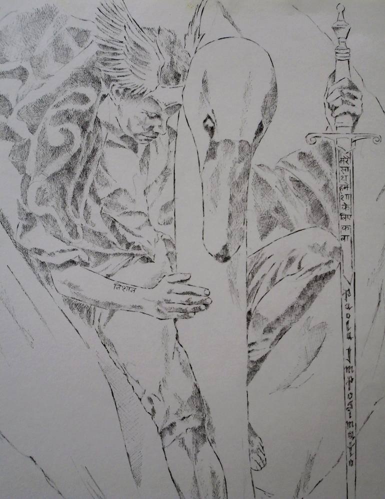 Original Figurative Fantasy Drawing by Paola Imposimato