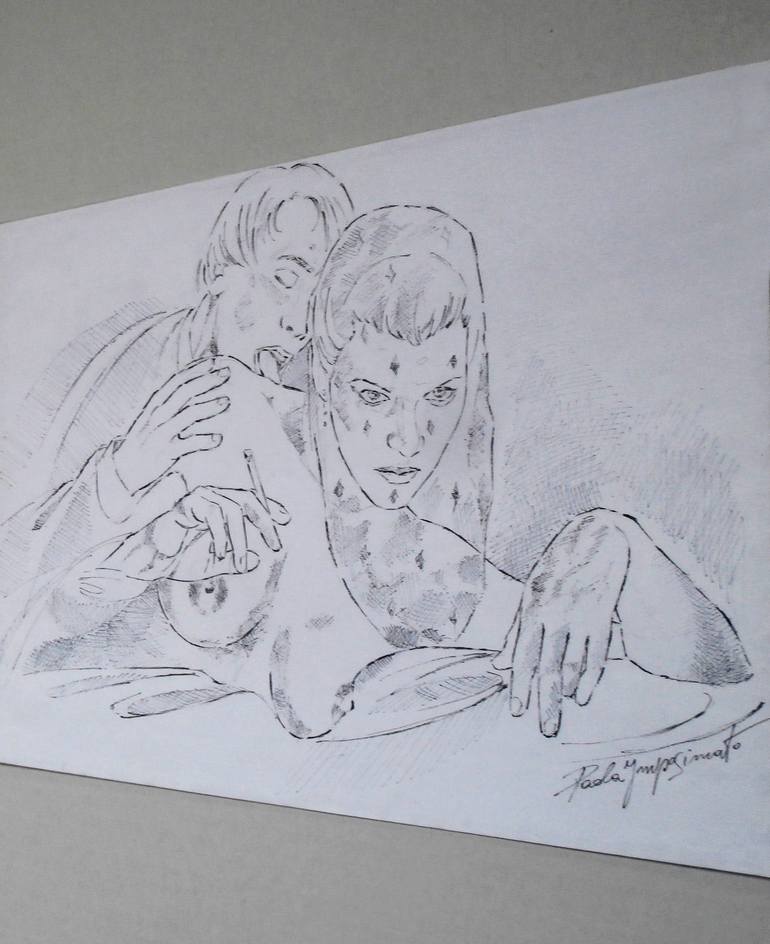 Original Figurative Erotic Drawing by Paola Imposimato