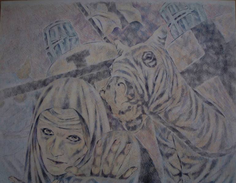 Original Figurative Religious Drawing by Paola Imposimato