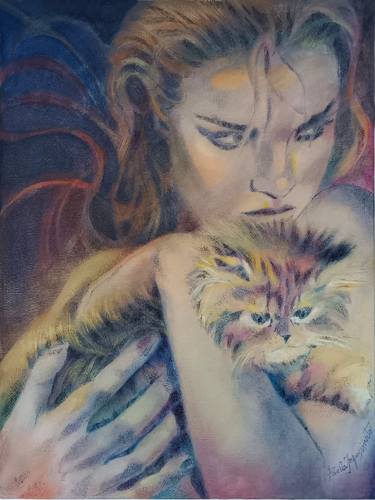 Print of Cats Paintings by Paola Imposimato
