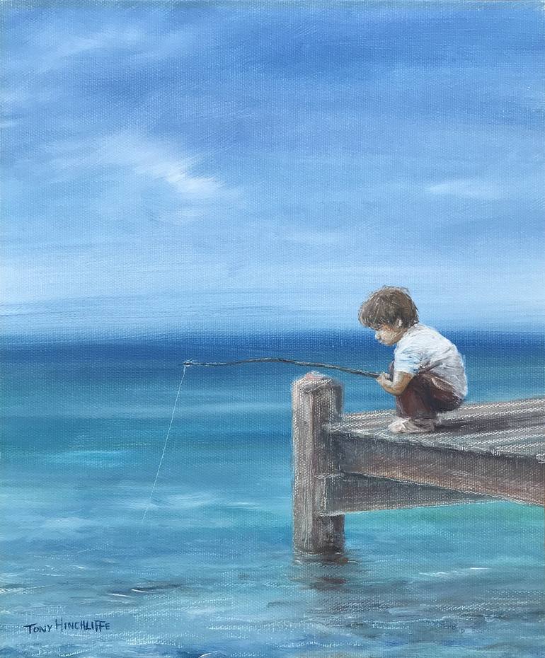 Boy fishing Painting by antony hinchliffe