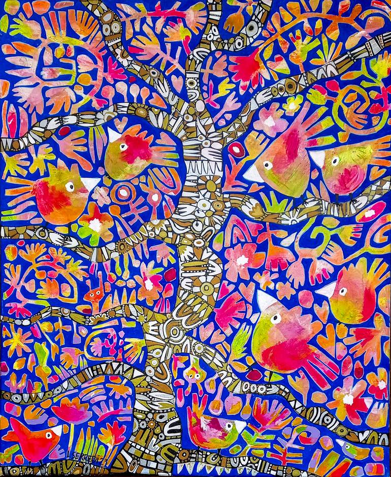 Original Folk Nature Painting by Letizia Serredi
