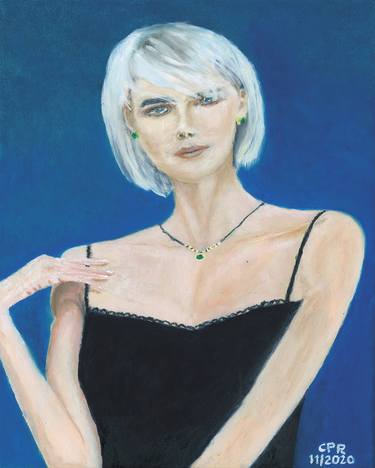 Model with short white hair thumb