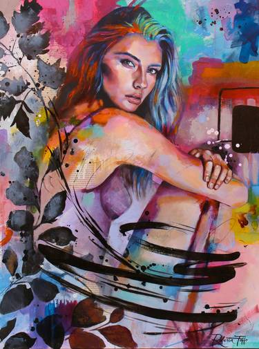 Original Abstract Expressionism Women Painting by Bold Ro