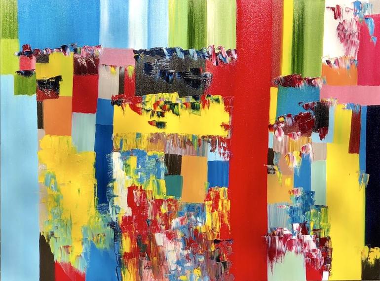 Original Abstract Painting by Hugo Auler Jr | Abstract Art on Canvas | Carnival