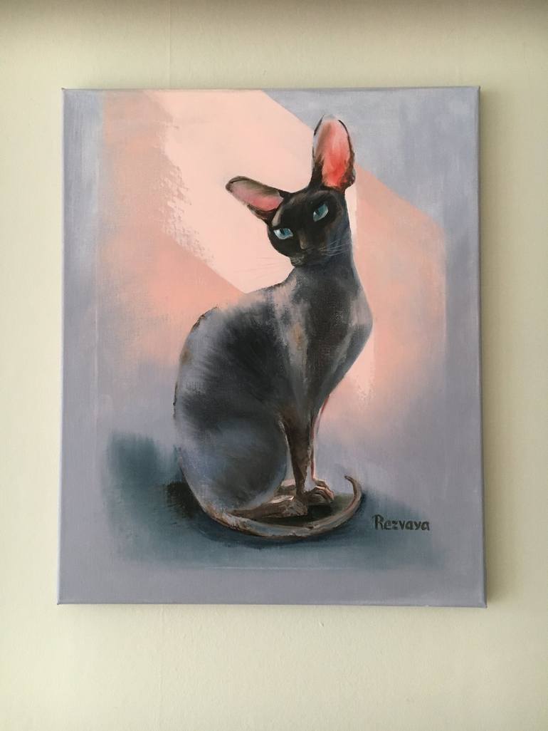 Original Figurative Cats Painting by Svetlana Rezvaya