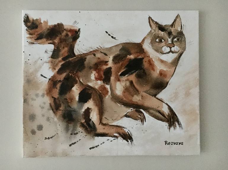 Original Cats Painting by Svetlana Rezvaya