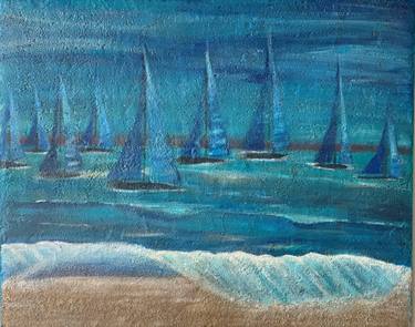 Print of Abstract Expressionism Sailboat Paintings by gisele Hallak