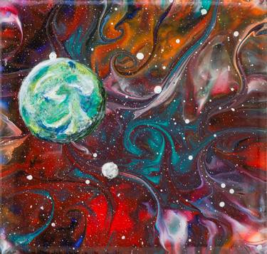 Original Abstract Outer Space Paintings by Carola Vahldiek