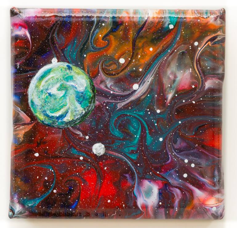 Original Abstract Outer Space Painting by Carola Vahldiek