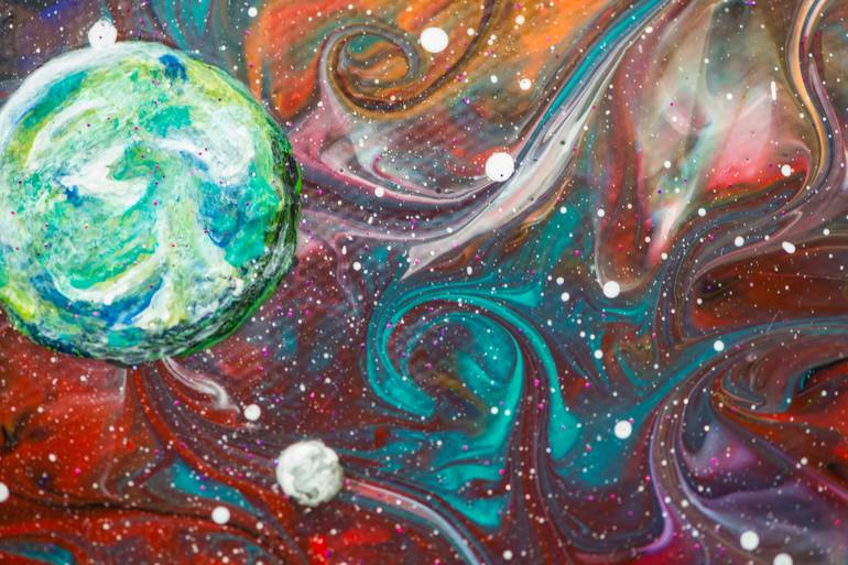 Original Abstract Outer Space Painting by Carola Vahldiek