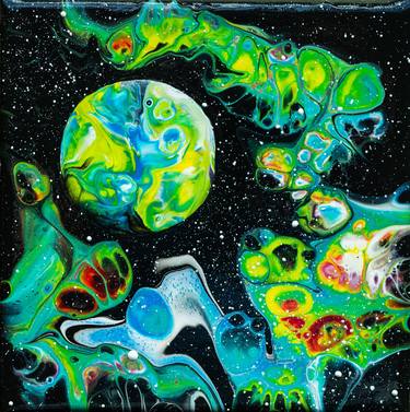 Original Conceptual Outer Space Paintings by Carola Vahldiek