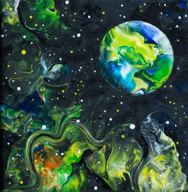 Original Abstract Outer Space Paintings by Carola Vahldiek
